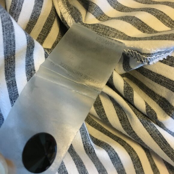 Gothic Beetlejuice Striped Button Down Rhinestone Shirt - Picture 10 of 16